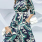 Fashion Printed Round Neck Belted Long Dresses